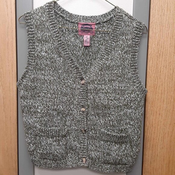 VTG Cambridge Dry Goods Women's Medium Knit Button up cotton sweater vest pocket - Picture 1 of 8